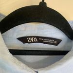 ZARA  Blue Bead Button Cropped Puff Sleeve Blouse Sz Medium Photo 7