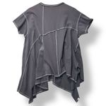 Free People Asymmetrical Tunic Top Charcoal Gray Stitching Short Sleeve XS TP Photo 2