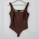 Sincerely Jules Faux Leather Square Neck Bodysuit Medium Brown Photo 5