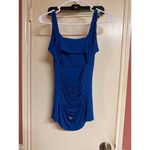 Frederick's of Hollywood Blue tank top With Ruched open Back Detail- Medium Photo 3