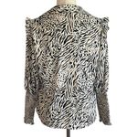 Topshop Black & White Frill Shirred Button Down Shirt Size 10 Business Casual Photo 8