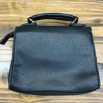 Black Textured Faux Leather Small Satchel Handbag Purse 8 x 6.5 Inch Photo 9