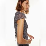 Wilfred  Camelot Dress Navy White‎ Floral Midi Cap Sleeve Medium Chiffon Photo 2