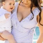 Kindred Bravely Ruffle Wrap One Piece Swimsuit Blue Stripe Maternity Nursing 1X Purple Size undefined Photo 6