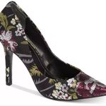 Charles by Charles David Purple, Black Floral Pointed Toe Pump Stiletto Heels 7M Photo 0