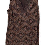 Fresh Produce  Shift Dress Womens‎ Large Brown Pink Cotton Cat's Eye Print Photo 0