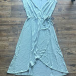 Caution to the Wind  Women's Short Sleeve Striped Turquoise Blue Dress Size M Photo 0