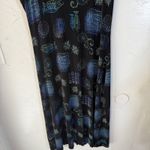 Vintage Black Sleeveless Maxi Dress Geometric Abstract Beach Fish Size Large Photo 2