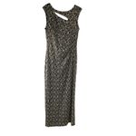 Connected Apparel Elegant Black &‎ Gold Sequin Lace Maxi Dress Sleeveless Evening Gown Photo 4