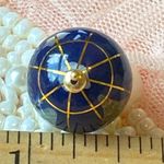 14k Gold Globe Charm Pendant Lapiz Lazuli Vintage Travel Unique Nautical World Blue Photo 10