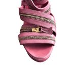Pour La Victoire VERO CUOIO Maroon Platform Strappy Gold Zipper Heels Size 8 Photo 12
