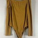 Ambiance Mustard Ribbed Long Sleeve Bodysuit Yellow Size M Photo 0