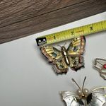 Butterfly Insect Gold Tone Brooch Pin Lot Of 3 Enamel Rhinestone & MOP Mix Photo 4