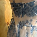 Sleeveless Chiffon Blue Floral Print Cocktail Party Corset Dress Sz M White Size M Photo 3