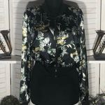 Victoria's Secret Victoria’s Secret Bomber Cropped Jacket Luxe Palm Satin Floral Silky Black Sz S Photo 3