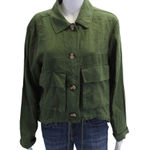 C&C California Slouchy Lightweight Jacket Cropped Linen Size Large L Drawstring Photo 0