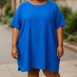 Eli & Barry Linen Dress Size‎ 3 Cobalt Blue Oversized Size undefined Photo 0