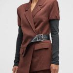 We Wore What NWT Rib Sleeve Belted Wrap Blazer XS Brown Photo 0