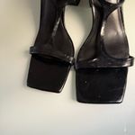 ZARA  Black Leather Square- toe Block Heels Size 9 Photo 5