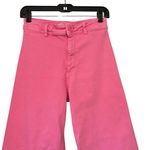 ZARA  Hot Pink Marine Straight High Rise Wide Leg Jeans 
Raw Hem, Sz 4 Photo 7