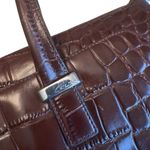 Knomo London Faux Croc Burgundy Laptop Tote Bag 18 x 12 x 6 Structured Chic GUC Brown Photo 5