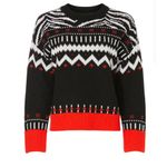 Kate Spade Blue Fair Isle Sweater SMALL Red Zebra Beaded Wool Oversized $300 Photo 5