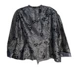 R & M Richards  Womens 24W Silver Black Paisley Brocade Jacket Tie Front 3/4 Sleeve Photo 4