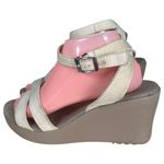 Crocs Leigh II Ankle Strap Wedge Beige Leather Size 10 Photo 4