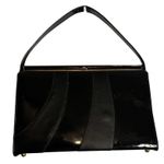 Vintage Air Step Purse Black Top Handle Faux Leather Snap Close 50s 60s Photo 0