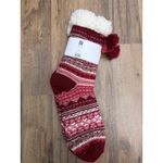 Gyal Bashy Red Fair Isle Slipper Socks Sherpa Lined Non Photo 1