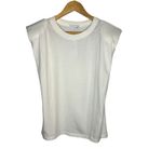 Ten Sixty Sherman  Ivory Padded Shoulder Muscle Tee T Shirt Women Size Medium NWT Photo 1
