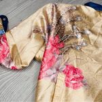Vintage la phia floral metallic silky gold jacket pink and blue floral detail M Size M Photo 1