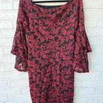 Karen Kane Women's L Burgundy Lace Off-The-Shoulder Knee Dress Party/Cocktail Photo 0
