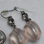 Source Unknown Victorian Glam Lt Pink Rhinestone Silver Tone Dangle Fish Hook Earrings Like New Photo 1