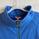 Lilly Pulitzer Popover Solid Blue Half Zip Sweatshirt w/Kangaroo Pocket Sz S EUC Photo 2