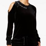 Material Girl Black Velour Cold Shoulder Top Photo 0