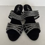Joan Boyce Heels Rhinestone Glitter Heel Slide Neutral Party‎ Casual Size 8 Wide Black Photo 6