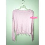 Brooklyn Karma NEW Distressed Low V Sweater Lavender Blush Off-The-Shoulder M Photo 3
