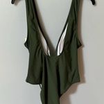 Green And White Plunge Colorblock One Piece XL Women’s Swimsuit (New) Photo 4