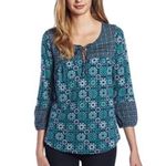 Lucky Brand Folklore Mosaic Boho Tassel Peasant Blouse Photo 1