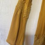 Taylor & Sage Womens Small Mustard Bell Sleeve Tie V-Neck Boho Peasant Blouse Photo 6