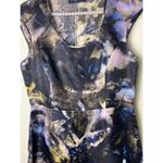 Piazza Sempione  Black Blue Marble 100% Silk Sheath Midi Dress Size 44 IT M Photo 5