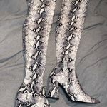 Steve Madden THIGH HIGH CHUNKY HEEL SNAKESKIN BOOTS Photo 0