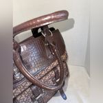 DKNY VINTAGE 90s SIGNATURE BROWN CANVAS CROC EMBOSSED SHOULDER PURSE TOTE BAG Photo 7