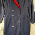 Danny & Nicole New York Midi Dress 8 Petite Dark Navy Red Double Breasted VTG Photo 2