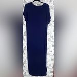Boutique Elegant Blue Maxi Dress with side pockets v-neck Details nwot Photo 3