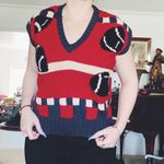 Vintage Pinup Football Game Day Sweater Vest Multiple Size L Photo 3