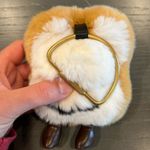 Faux Fur Fluffy White and Brown Toast Keychain Bag Charm Photo 6