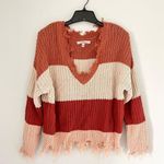 Love Tree  Ripped Fringed Sweater V-Neck Photo 0