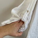 Tahari  3X White 100% Linen Blouse Mother-of-Pearl Button Back Oversized Fit Photo 3